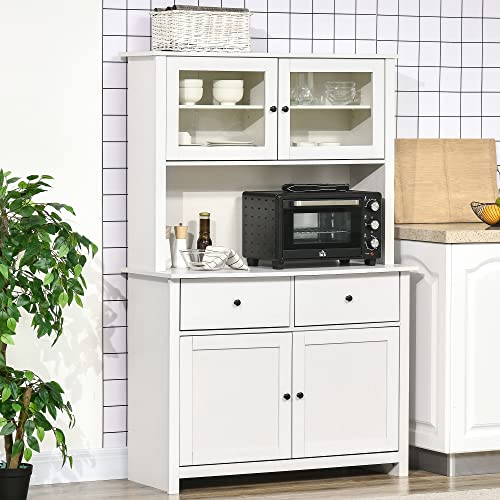 Kitchen Buffet with Hutch, Pantry Storage Cabinet with Shelves and Drawers I7784