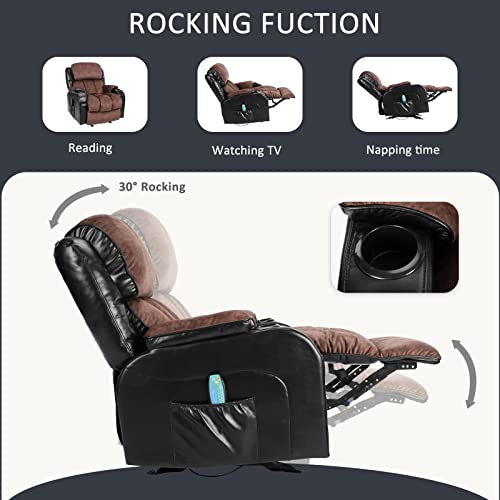Massage Recliner Chair with Heat and Cup Holder, Black H519352