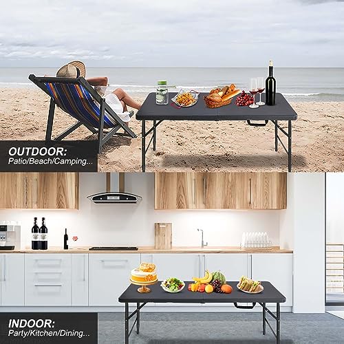 Folding Table 4ft 6ft 8ft Heavy Duty White Black for Picnic Camping Indoor Outdoor X506591