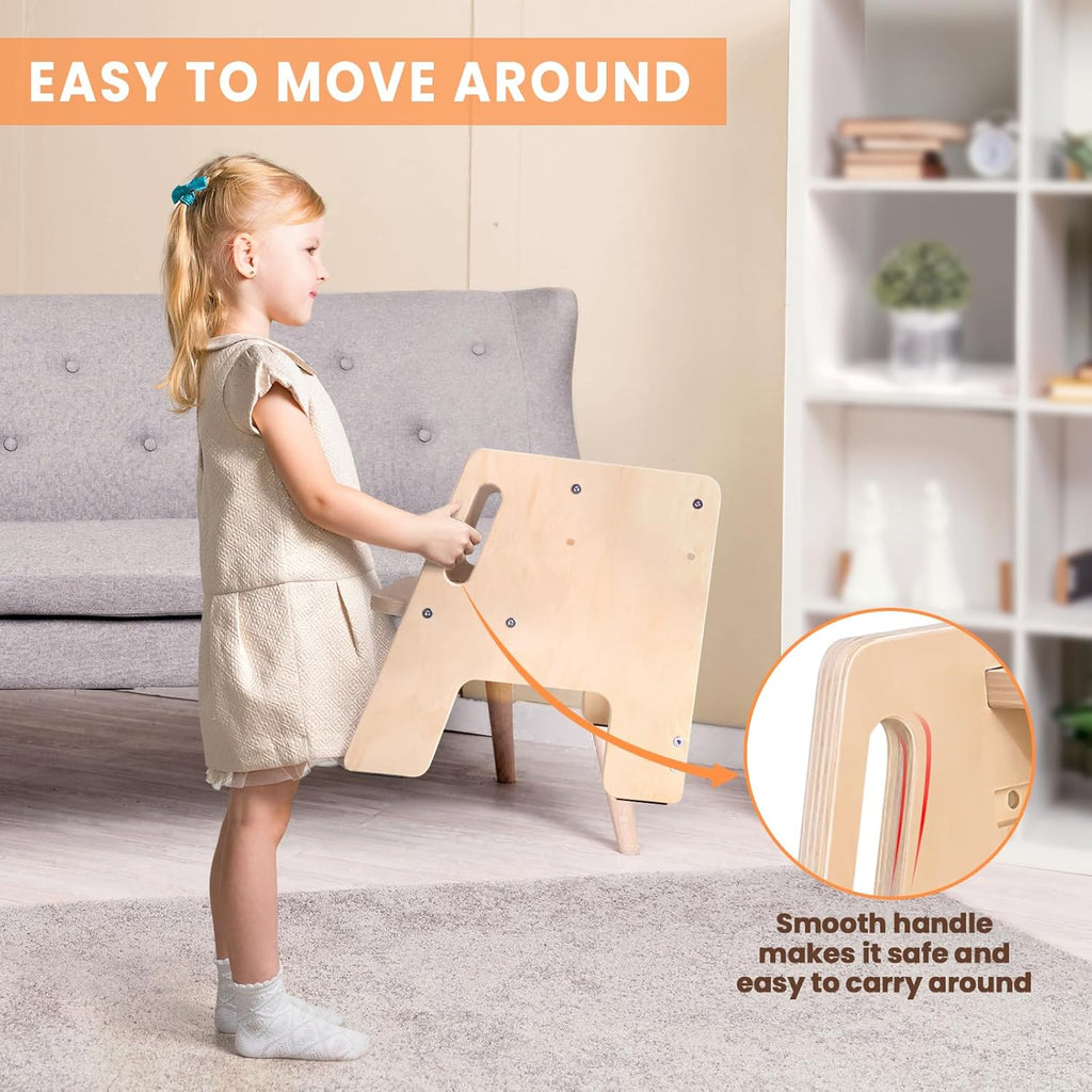 2 Pack Toddler Step Stool, Wooden Height-Adjustable, Potty Training with Handles P38580