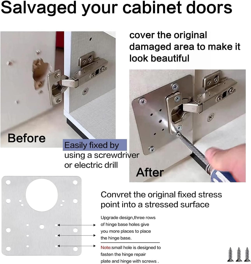 Hinge Repair Plate Kit, Stainless Steel with Mounting Screws S816