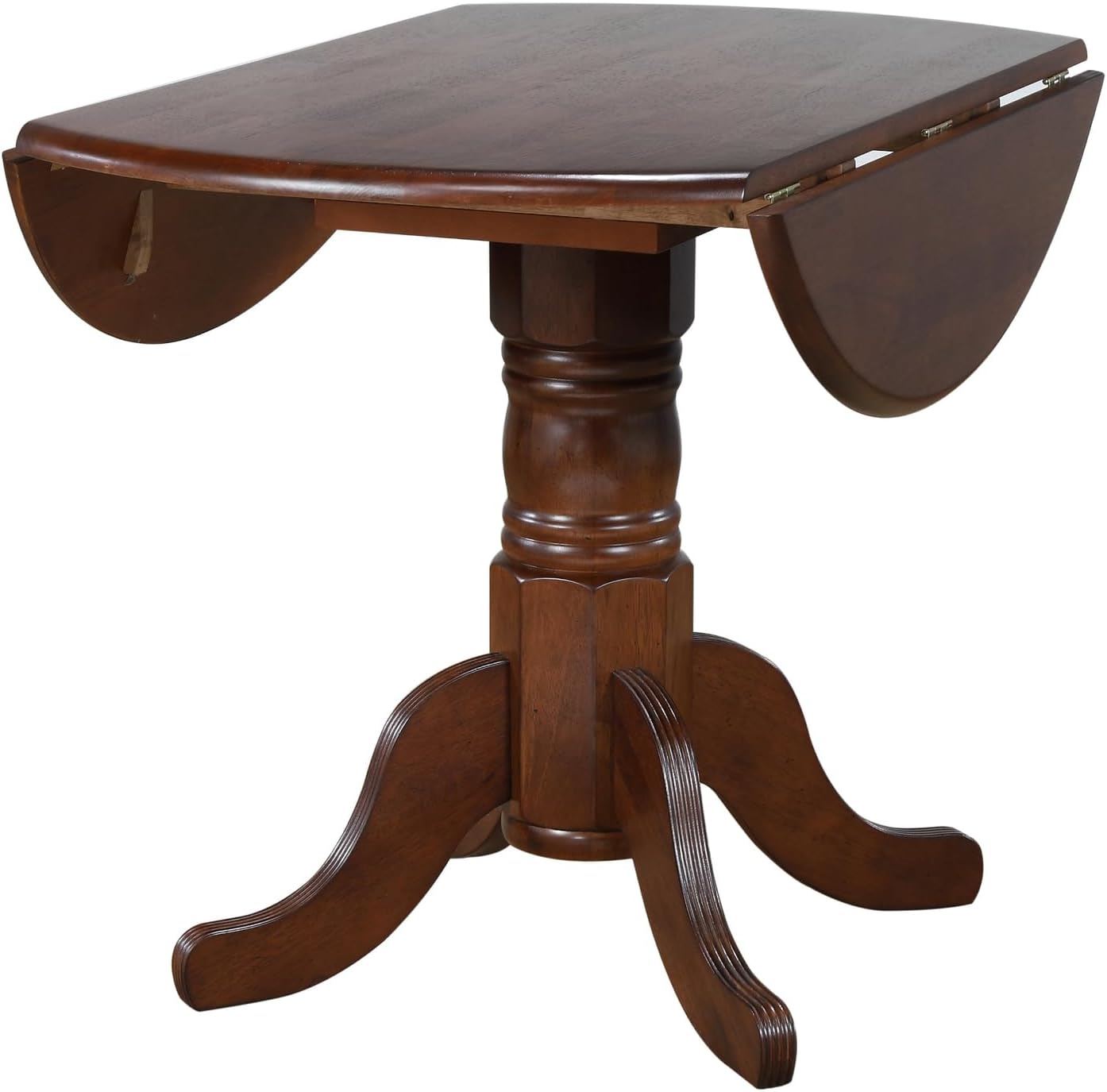 42" Round Extendable Drop Leaf Dining Table Set, 3 Piece, Seats 4 T6193