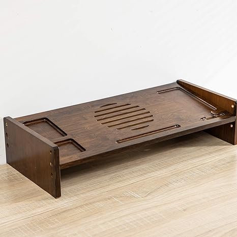 Bamboo Monitor Stand Riser with Drawer, 2 Tier Desk Organizer for Laptop and Printer U122166