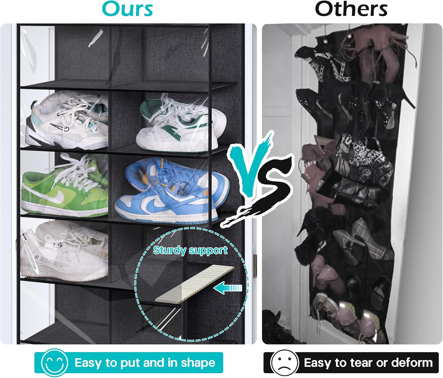Over the Door Shoe Rack for 14 Pairs Dustproof Hanging Organizer J91958