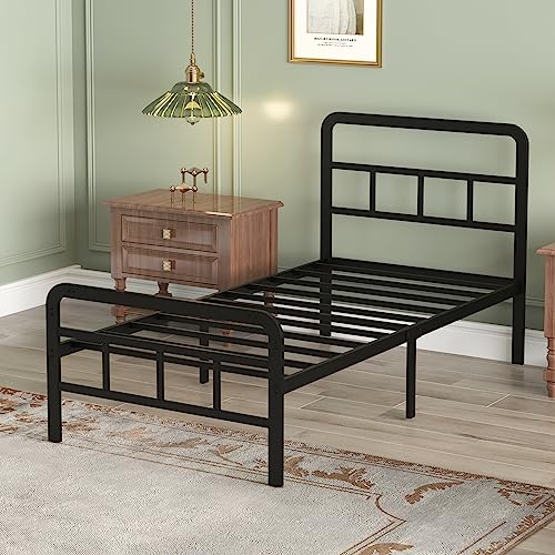 Metal Platform Bed Frame with Headboard, No Box Spring Needed, Black A8053