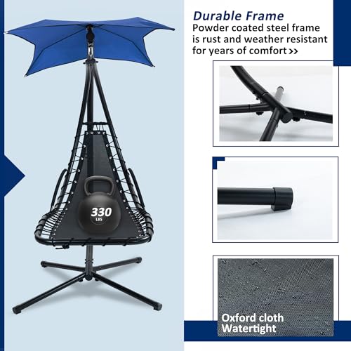 Hanging Chaise Lounger with Removable Canopy, Cushion and Built-in Pillow F183