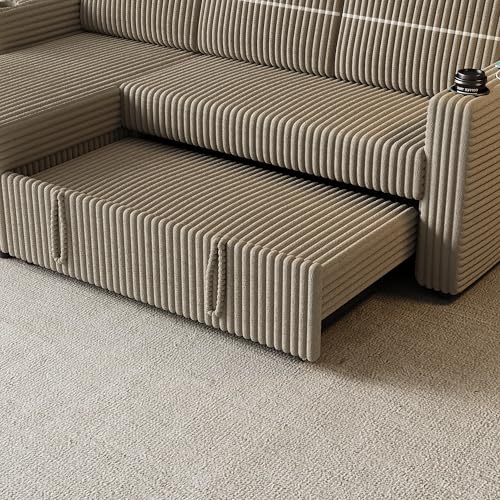 Convertible Sectional Sleeper Sofa with Storage Chaise and USB Port J3752