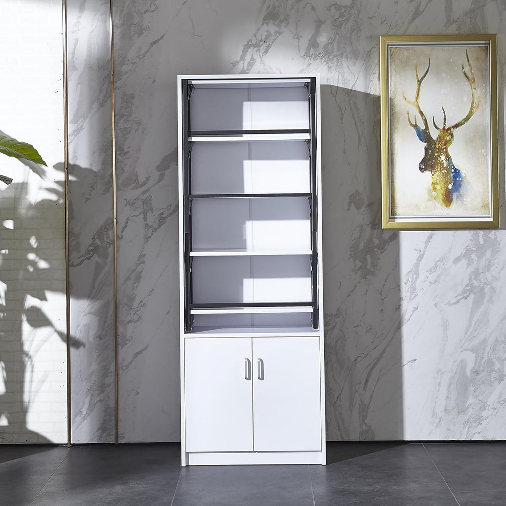 Wall Mounted Fold Out Desk with Storage, White C725