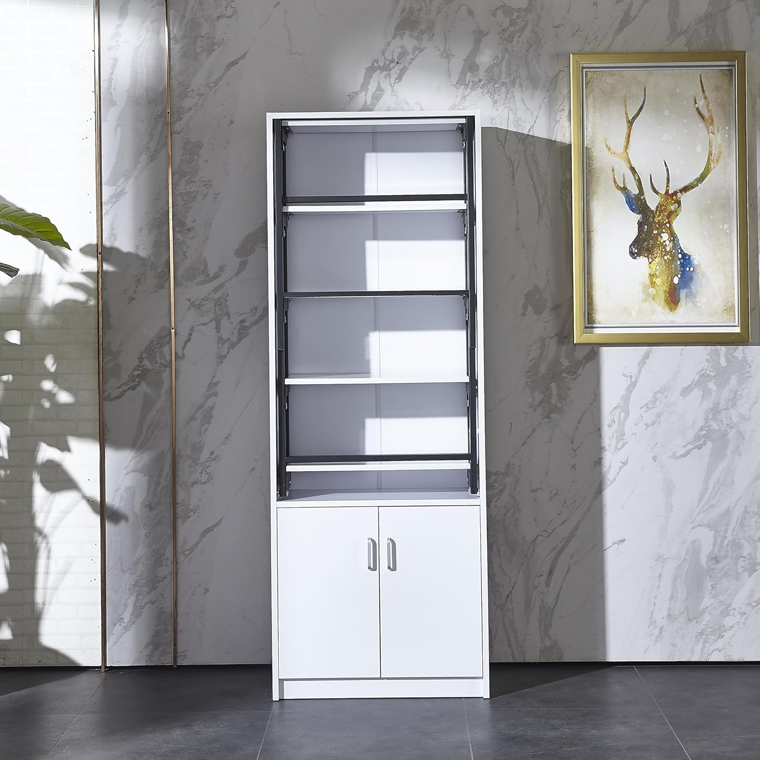 Wall Mounted Fold Out Desk with Storage, White C725