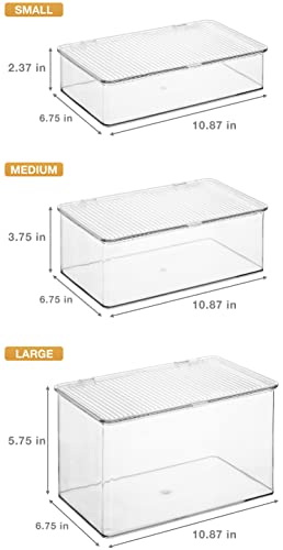 Clear Plastic Storage Bins with Lids, Stackable Fridge and Pantry Organizer T227