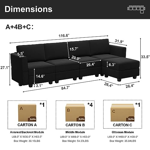 Modular Sectional Sofa with Storage and Ottoman Z81815