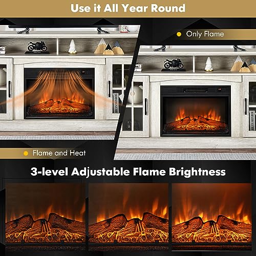 Electric Fireplace TV Stand for TVs Up to 65 Inches, 1400W Heater with Remote Control J165