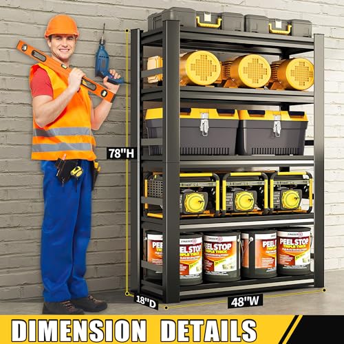 Garage Shelving Unit, 5-Tier Metal Storage Rack with Wheels F411