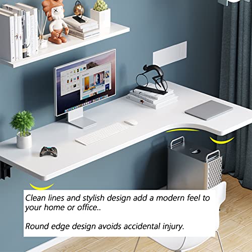 Wall Mounted L-Shape Corner Desk for Home Office, Fold Down, Walnut M46845