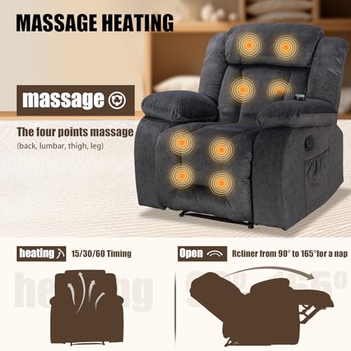 Oversized Rocker Recliner with 360 Degree Swivel, Soft Modern Living Room Chair P359