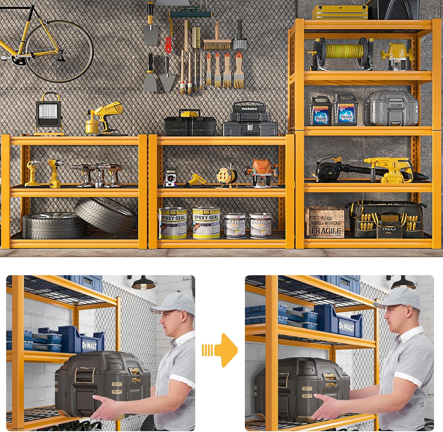 Heavy Duty 5-Tier Garage Shelving Unit, Adjustable Metal Storage Rack W740935
