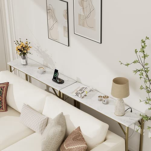 Narrow Console Table with Outlets for Living Room, Entryway, Hallway A936