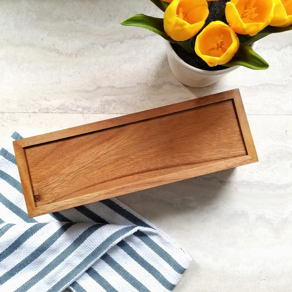 Acacia Wood Tea Box with 4 Sections Q723674