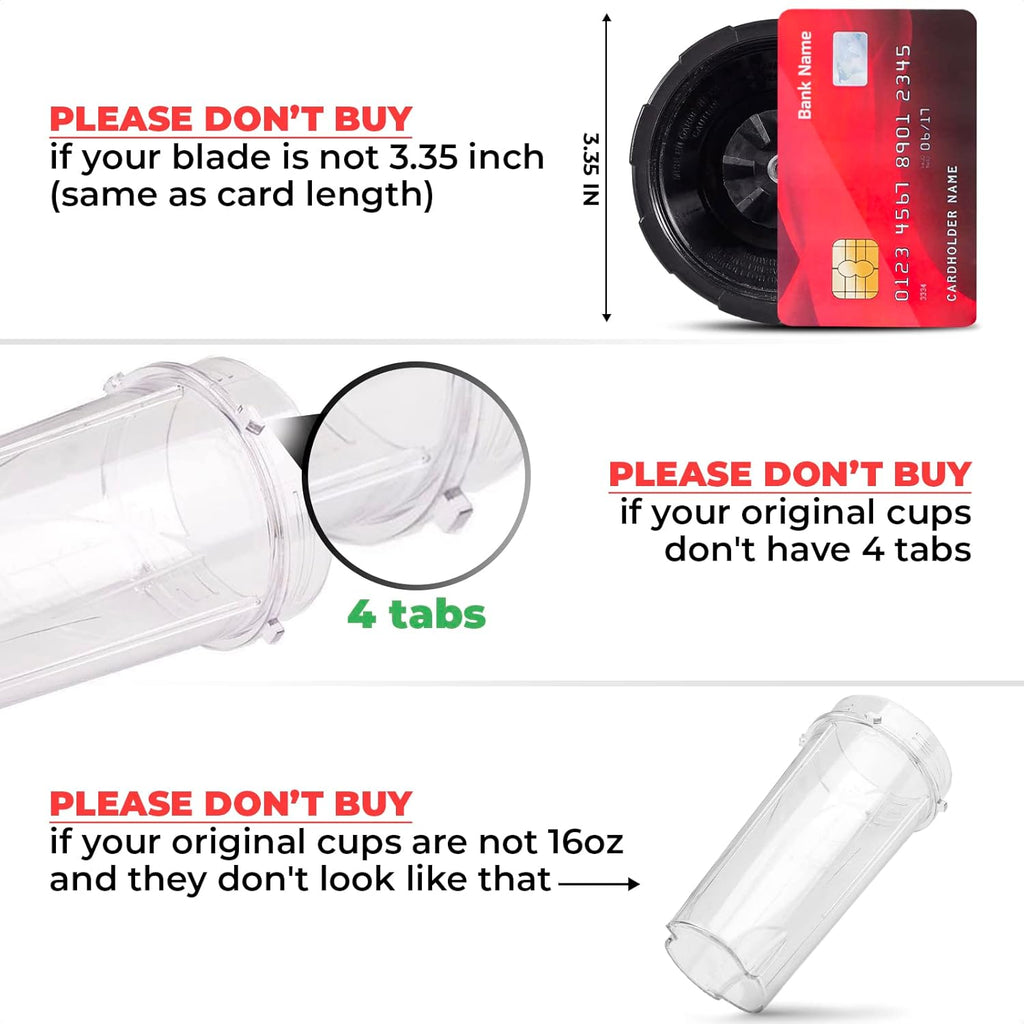 Blender Cups and Blade for Shakes Smoothies - Single Serve Cup Lid B347265