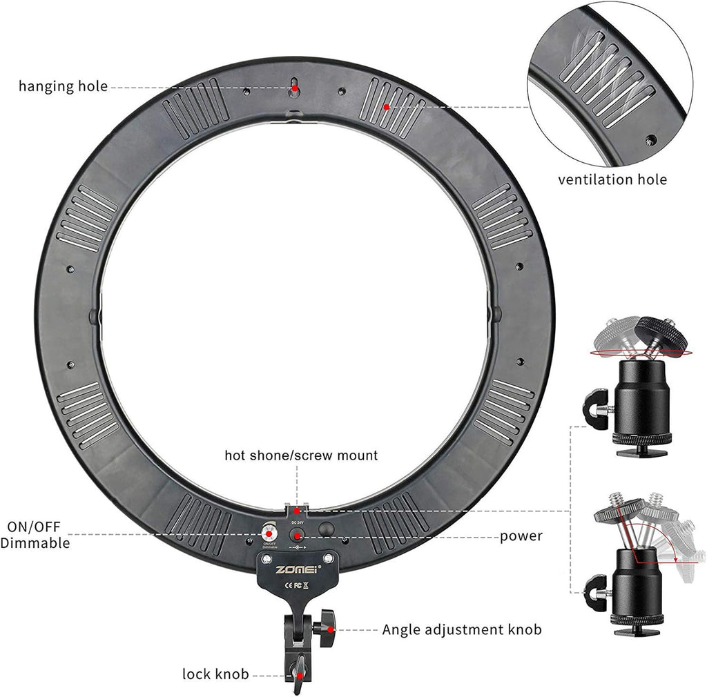 18 Inch Ring Light with Tripod Stand, Dimmable LED Circle Light C579