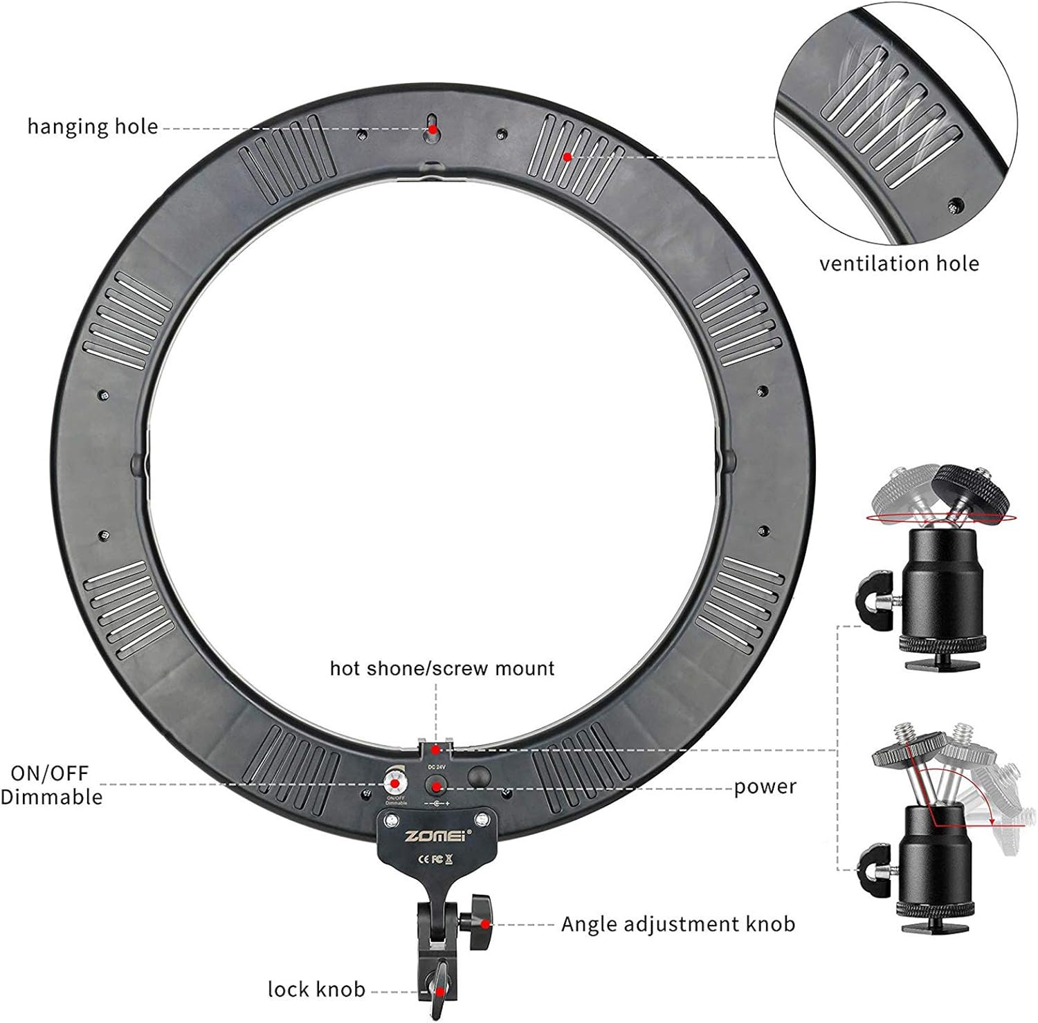18 Inch Ring Light with Tripod Stand, Dimmable LED Circle Light C579