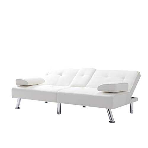 Convertible Folding Sofa Bed with Detachable Armrests, Beige Q796