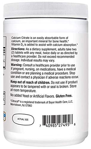Calcium Citrate Plus D3 Tablets, 400 Count C955