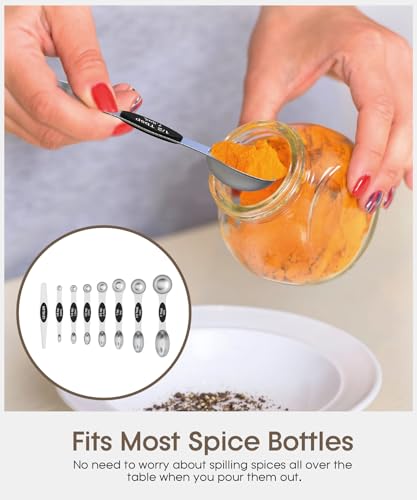 Magnetic Measuring Cups and Spoons Set, 304 Stainless Steel, 15 Pieces X86452