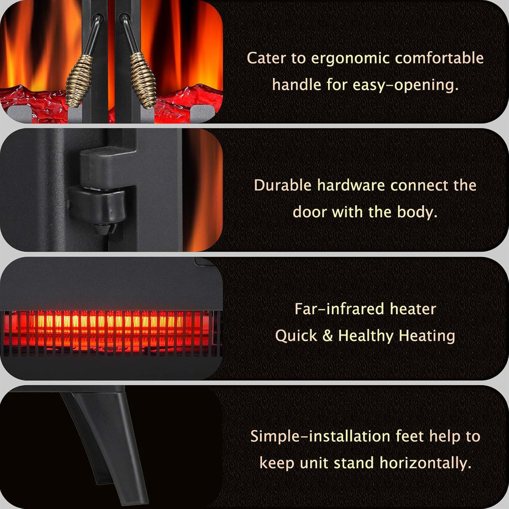 3D Infrared Electric Fireplace Heater, Freestanding, Adjustable Brightness H131481