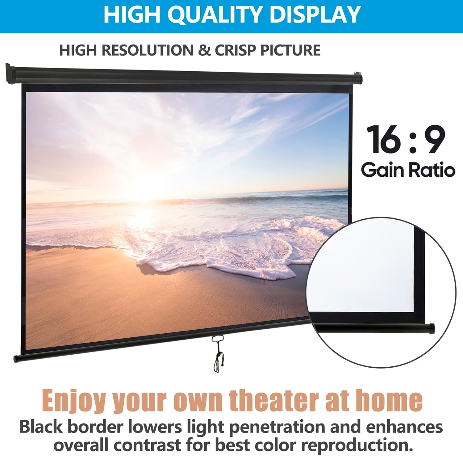 Outdoor Projector Screen 100 Inch 16:9 HD Portable F87743