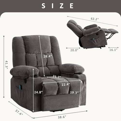 Power Lift Recliner Chair for Elderly with Heat and Massage, USB Charge Port T982612
