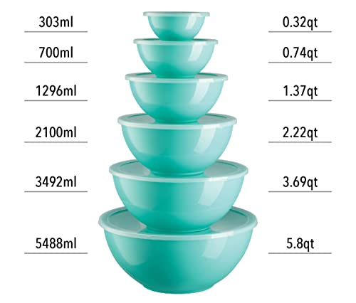 Mixing Bowls with Airtight Lids, Nesting Set for Cooking, Baking & Food Storage, 12 Piece A337733