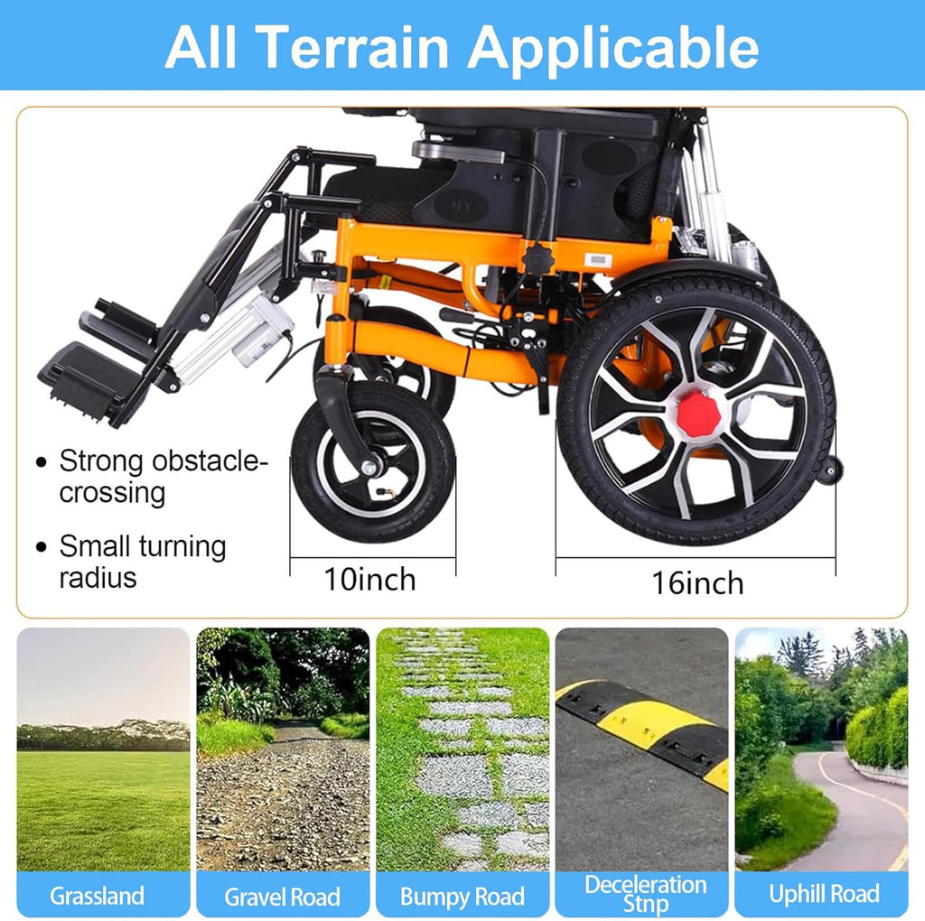 Reclining Foldable Electric Wheelchair for Adults, All Terrain, 500W Motor, 20 Mile Range K36117