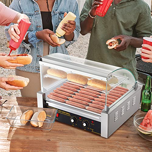 Hot Dog Roller Cooker with Dual Temperature Control, Stainless Steel W27370
