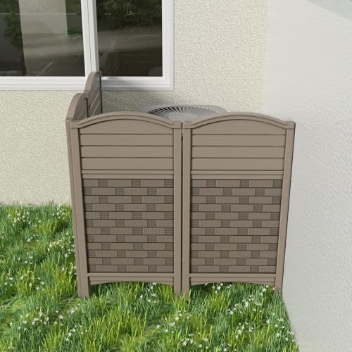 Air Conditioner Fence Privacy Screen, 4 Panels Outdoor Enclosure, Resin Fence Panels Kit, 45" x 22" Per Panel, Off White W57422