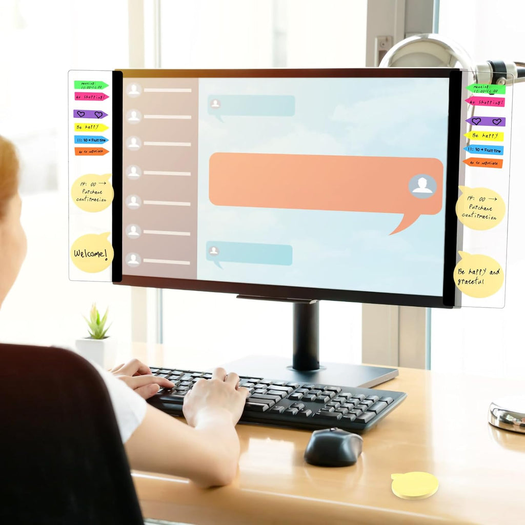 Acrylic Monitor Memo Board, 4 Pack Desktop Sticky Note Holder B635214