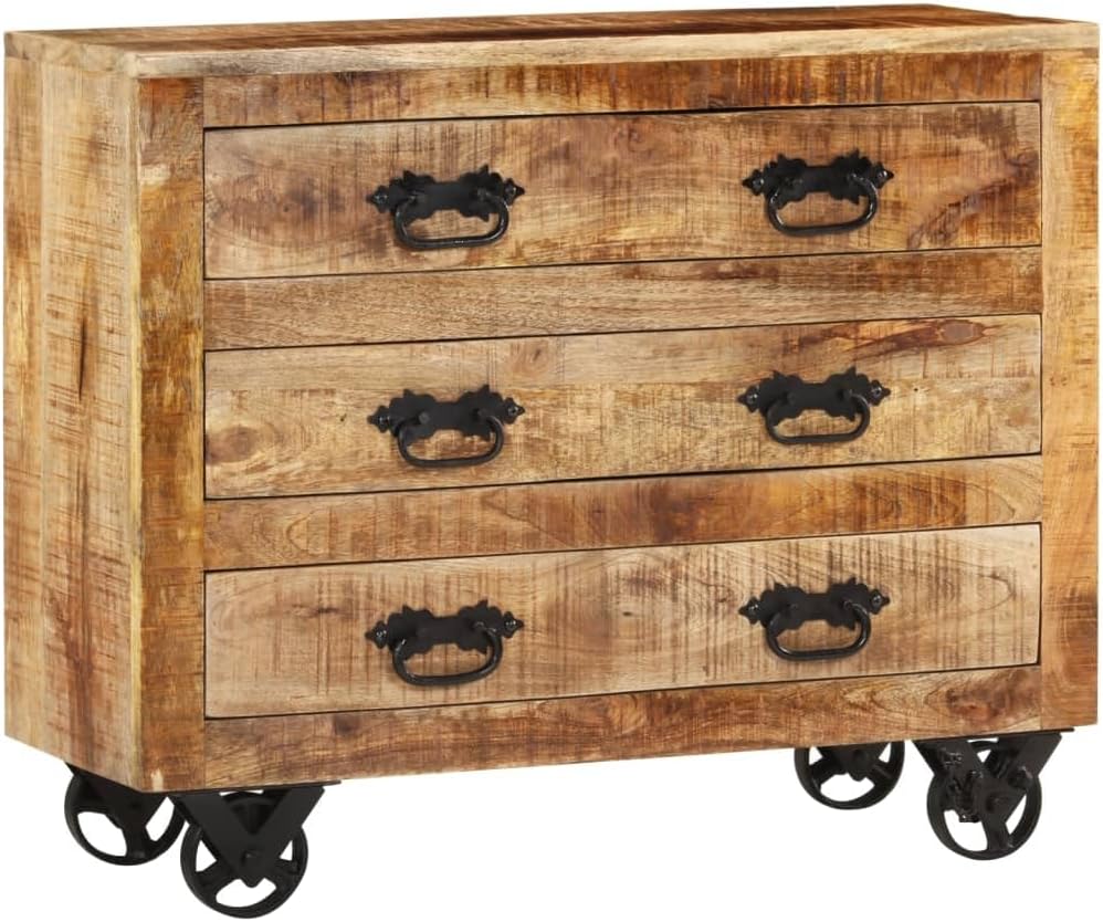Sideboard with 3 Drawers, Solid Mango Wood, Brown S9705