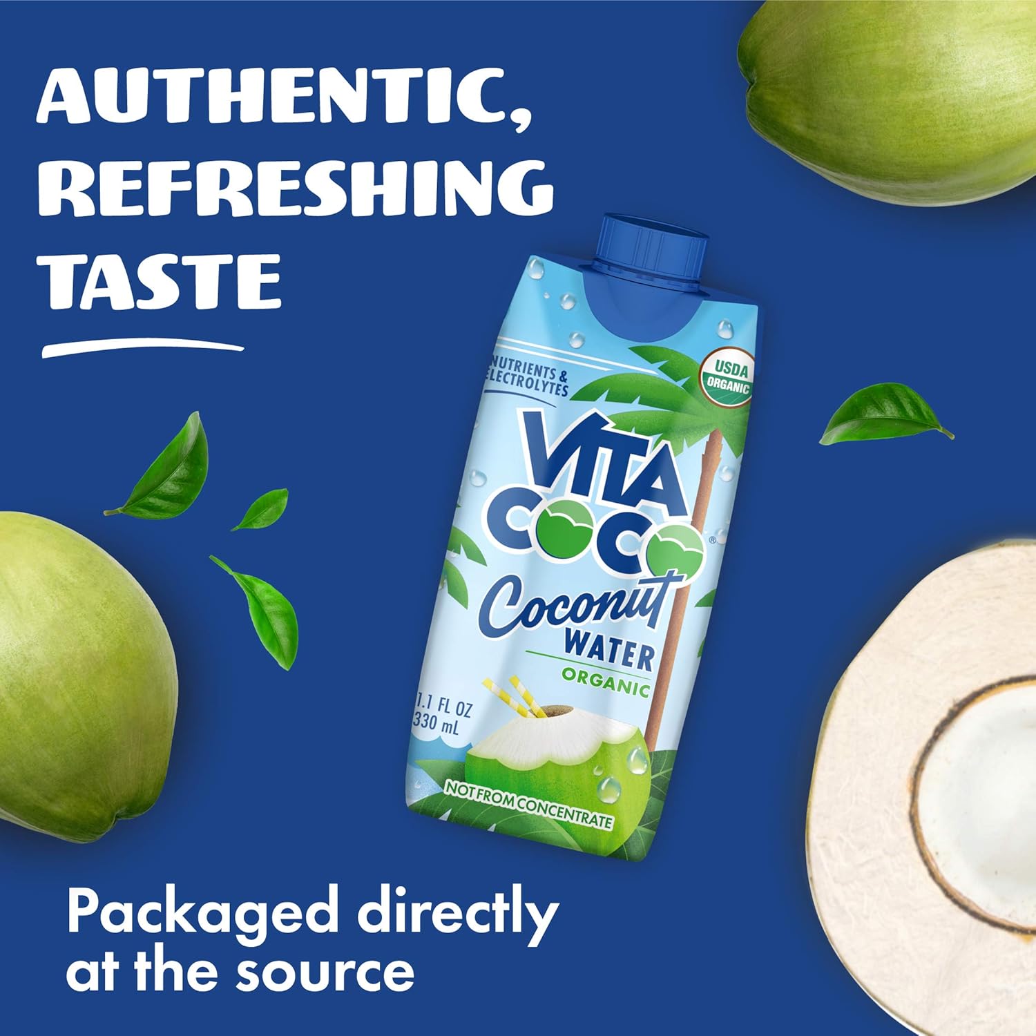 Organic Coconut Water, Natural Electrolytes, 12-Pack H81242