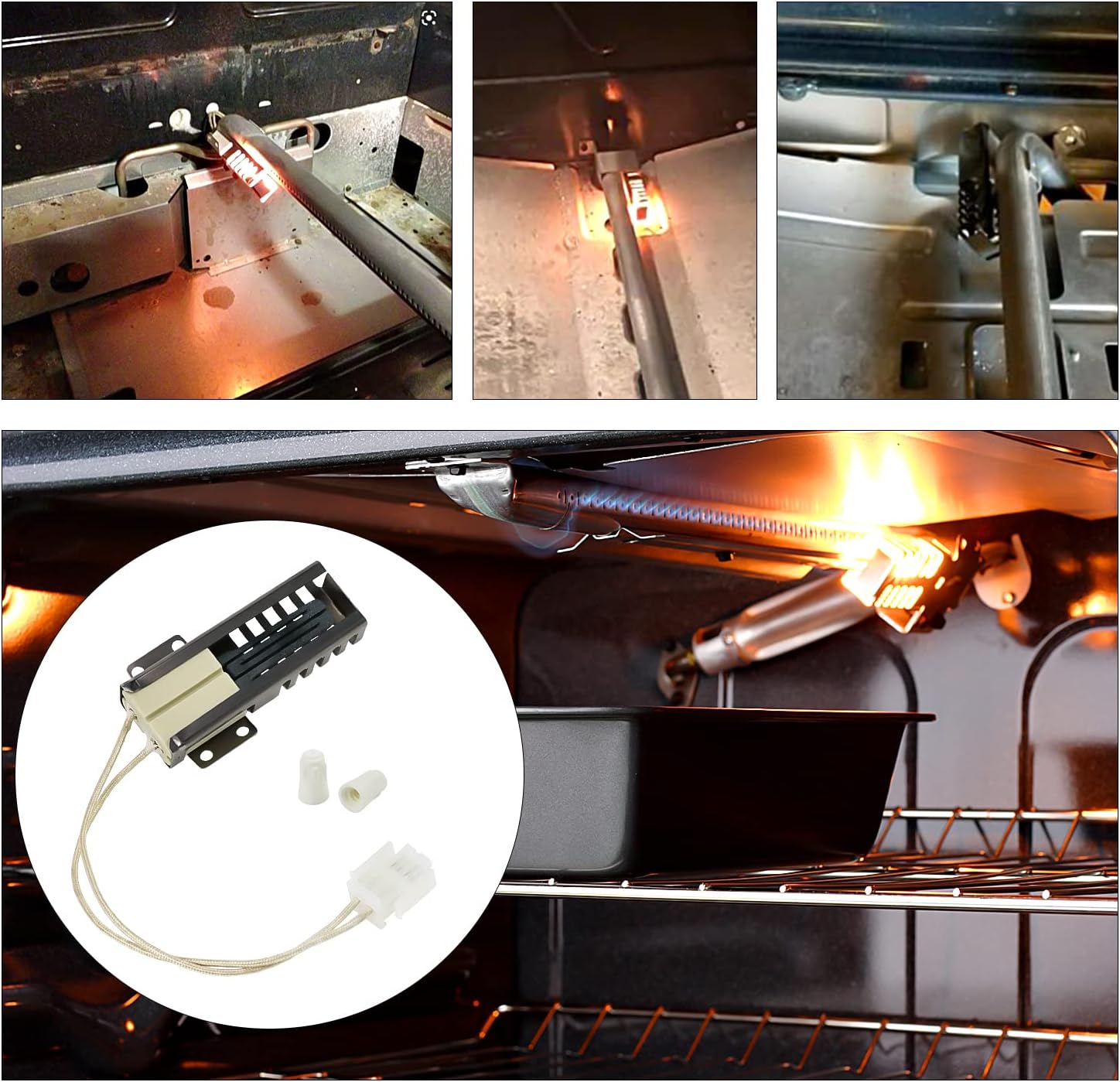 Gas Range Oven Flat Igniter with Connector Plug T301