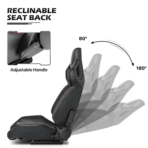 Reclinable PVC Racing Seat with Adjustable Slide Red G743878