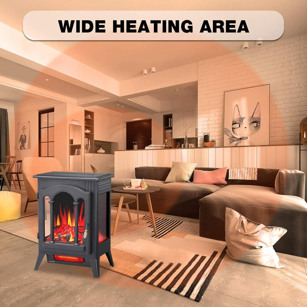 3D Infrared Electric Fireplace Heater, Freestanding, Adjustable Brightness Y15676
