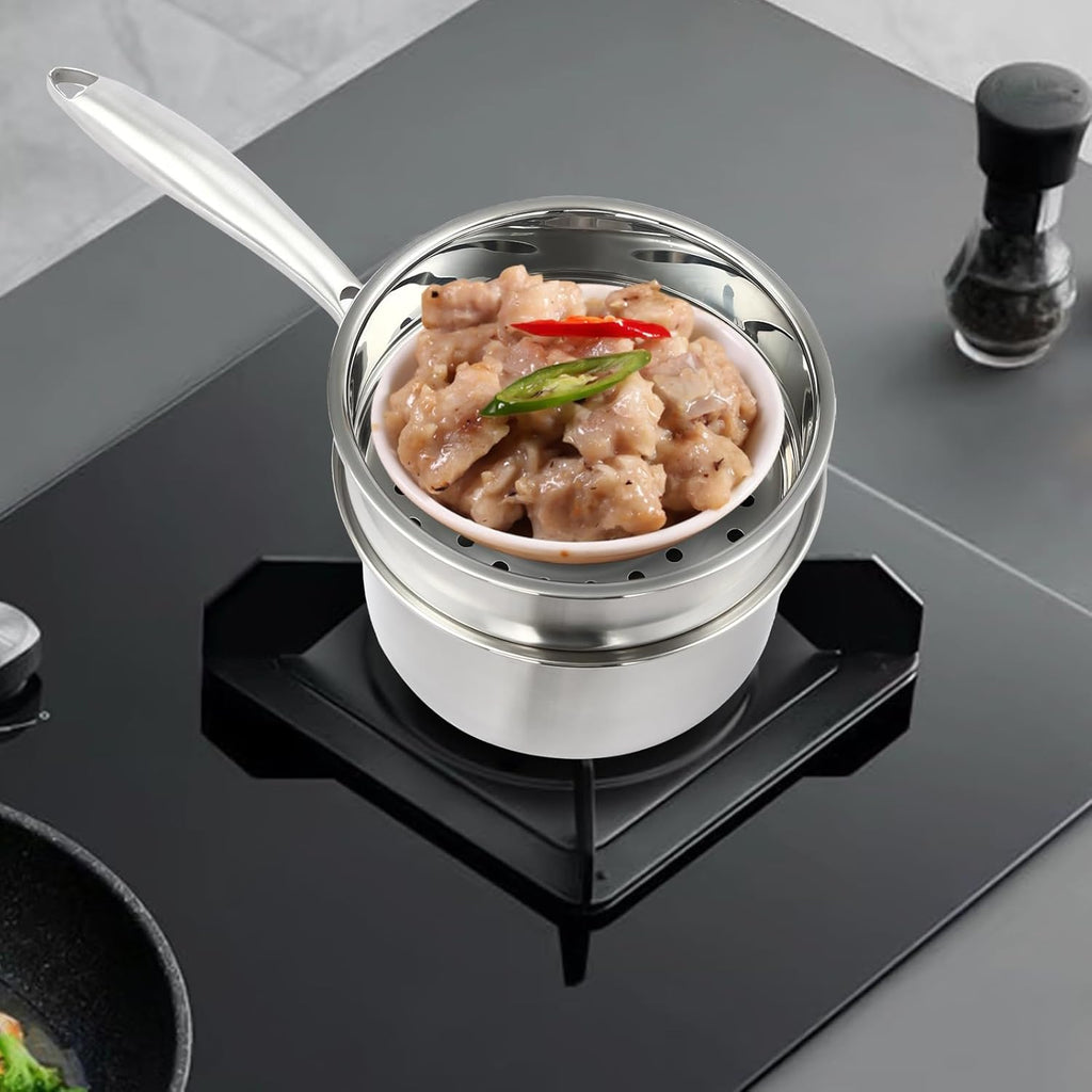 2-Layer Stainless Steel Steamer Pot with Transparent Lid B319