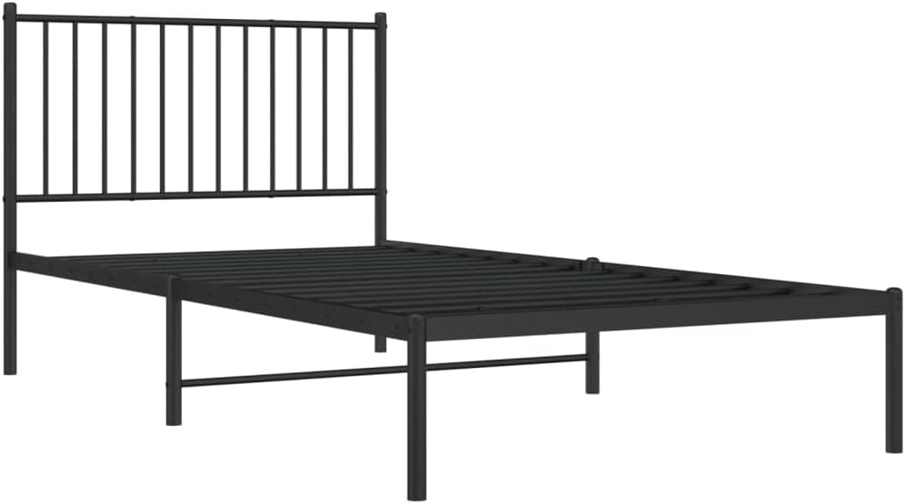 Metal Bed Frame with Headboard Black R845
