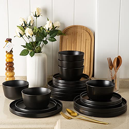 Ceramic Dinner Plates Set of 6, 10 Inch Matte Stoneware, Microwave and Dishwasher Safe L308327