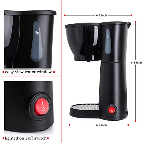 Mini Drip Coffee Maker with Brewing Basket, Black, 10.5oz Y8943