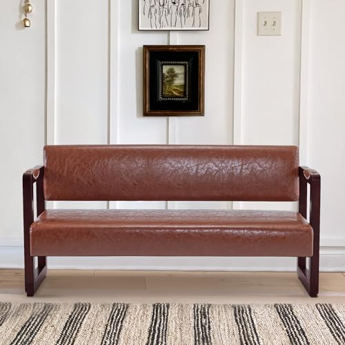 Waiting Room Bench with Backrest, Faux Leather, Modern Style K701