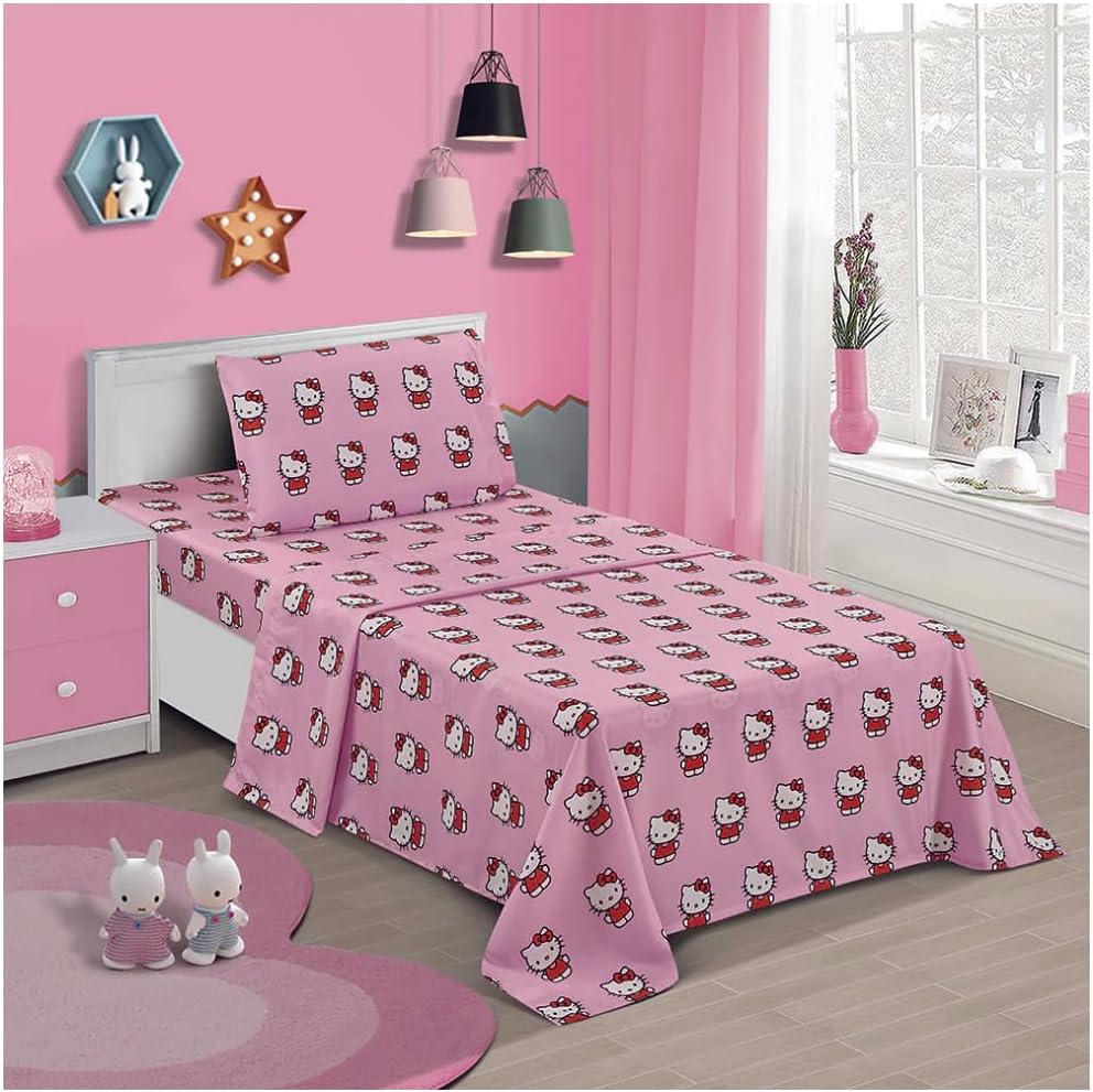 Twin Size Sheet Set 3 Pieces Kids Pink X9354
