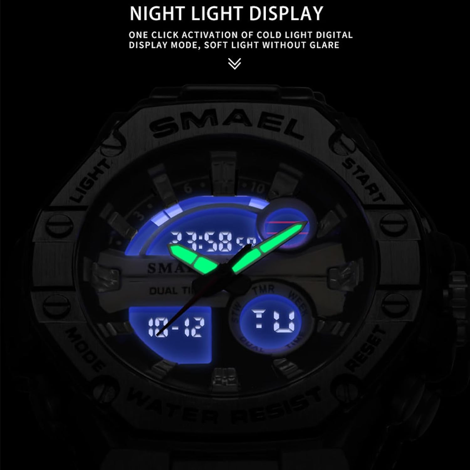 Men's Digital Analog Military Sports Watch Waterproof Stainless Steel A719827
