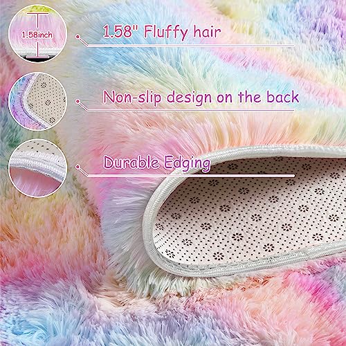 Fluffy Plush Area Rug 5x8 for Girls Bedroom H808