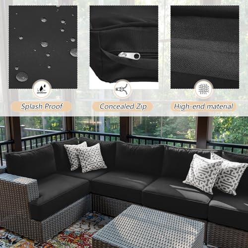 Outdoor Patio Cushion Slipcovers Replacement Seat Cushion Covers, Beige U957247